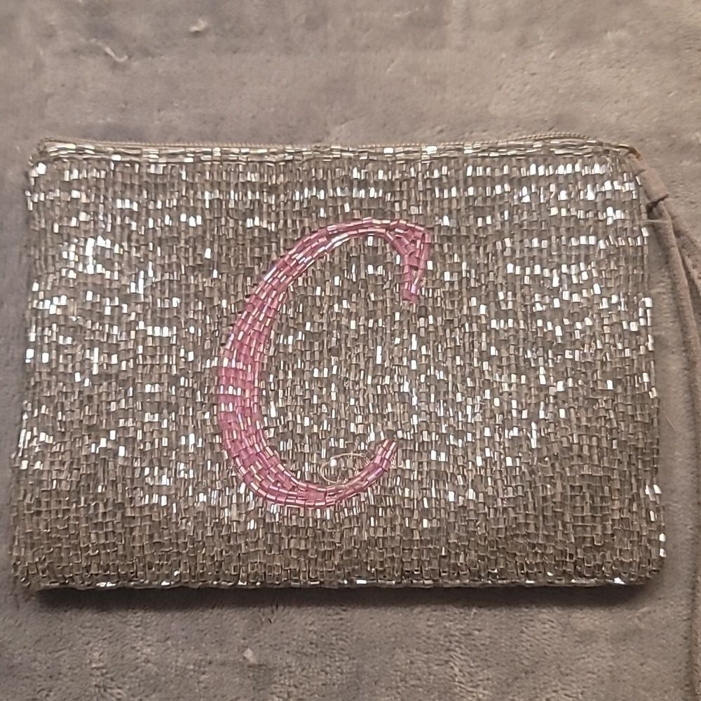 0469. 💫Sparkly ~ Liz Claiborne ✨️Personalized Initial C ~ Wristlet ~